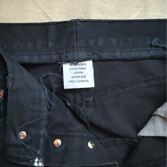 Vetements Black Denim Pants with Silver Buttons - Picture 1 of 9